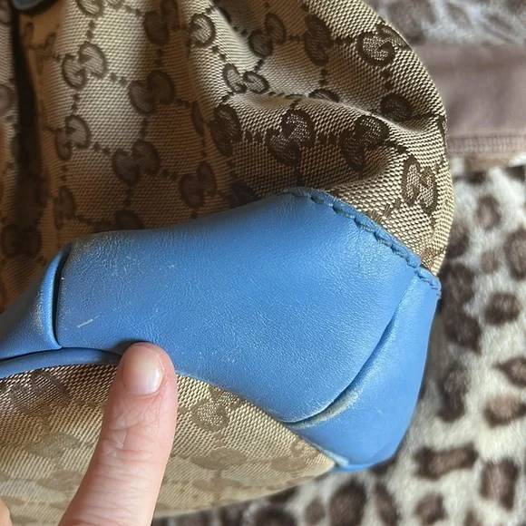 Gucci Tan and Blue Shoulder Bag - Picture 5 of 12